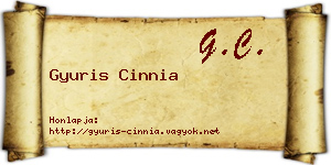 Gyuris Cinnia névjegykártya